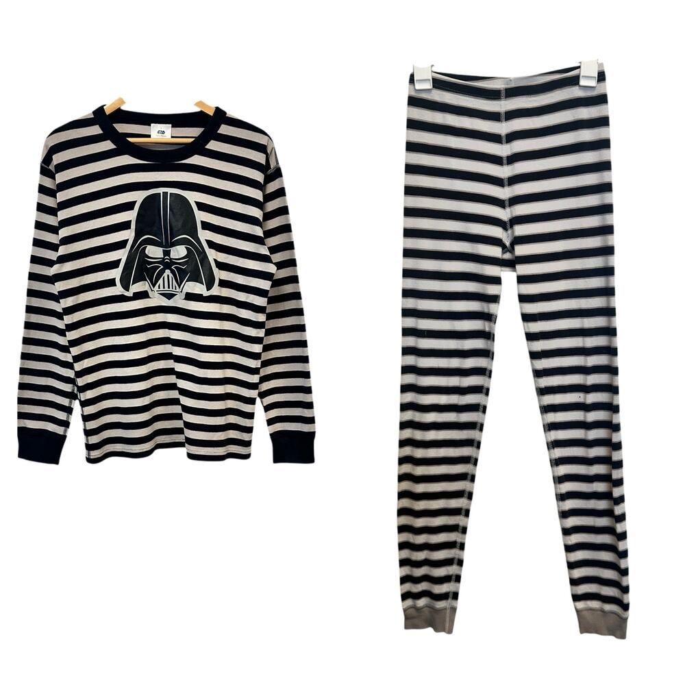 Hanna Andersson Darth Vader Star Wars Black & Gray Stripe Pajamas Cozycore Large